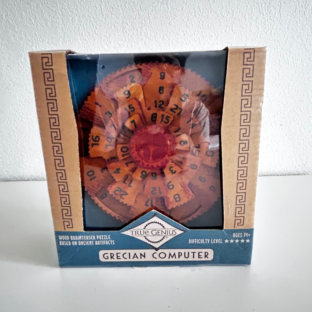 True Genius Greek Computer 2 Wooden Brainteaser Puzzle Expedited New W Tag
